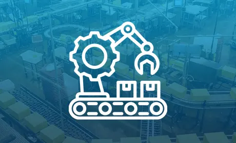 Production and quality graphic over an active manufacturing line.